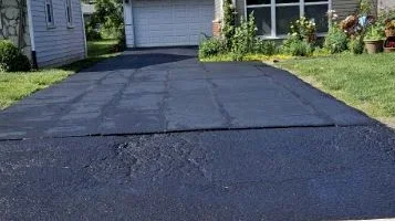 Driveway after crack sealing and treatment